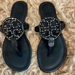 Tory Burch Miller Sandals. Hard to find studs on emblem. No box or shoe cover.